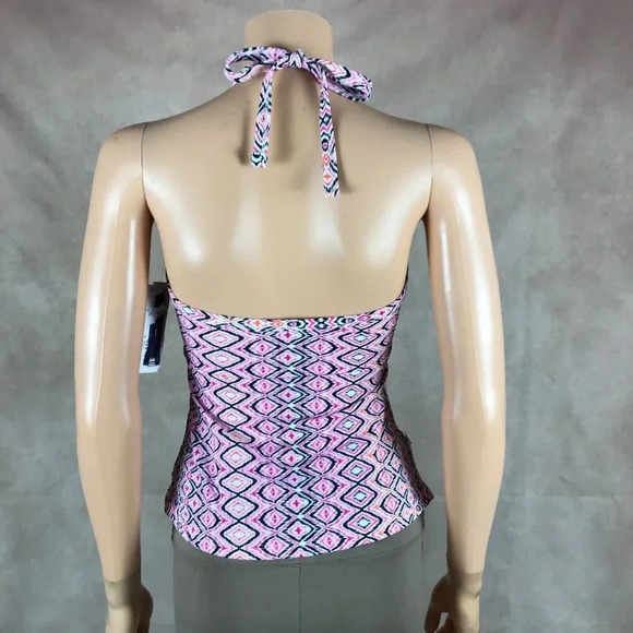 ISLAND ESCAPE Macramé Diamond Print Halter Tankini Top NWT 6 - Picture 5 of 9